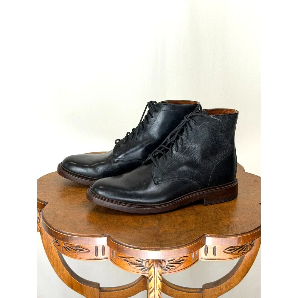 Vintage 90's Frye Black Leather Dress Lace Up Boot Mens 8 Made In Mexcio #0118C